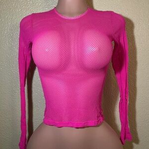 Monster Pink Fishnet Top with thumb holes